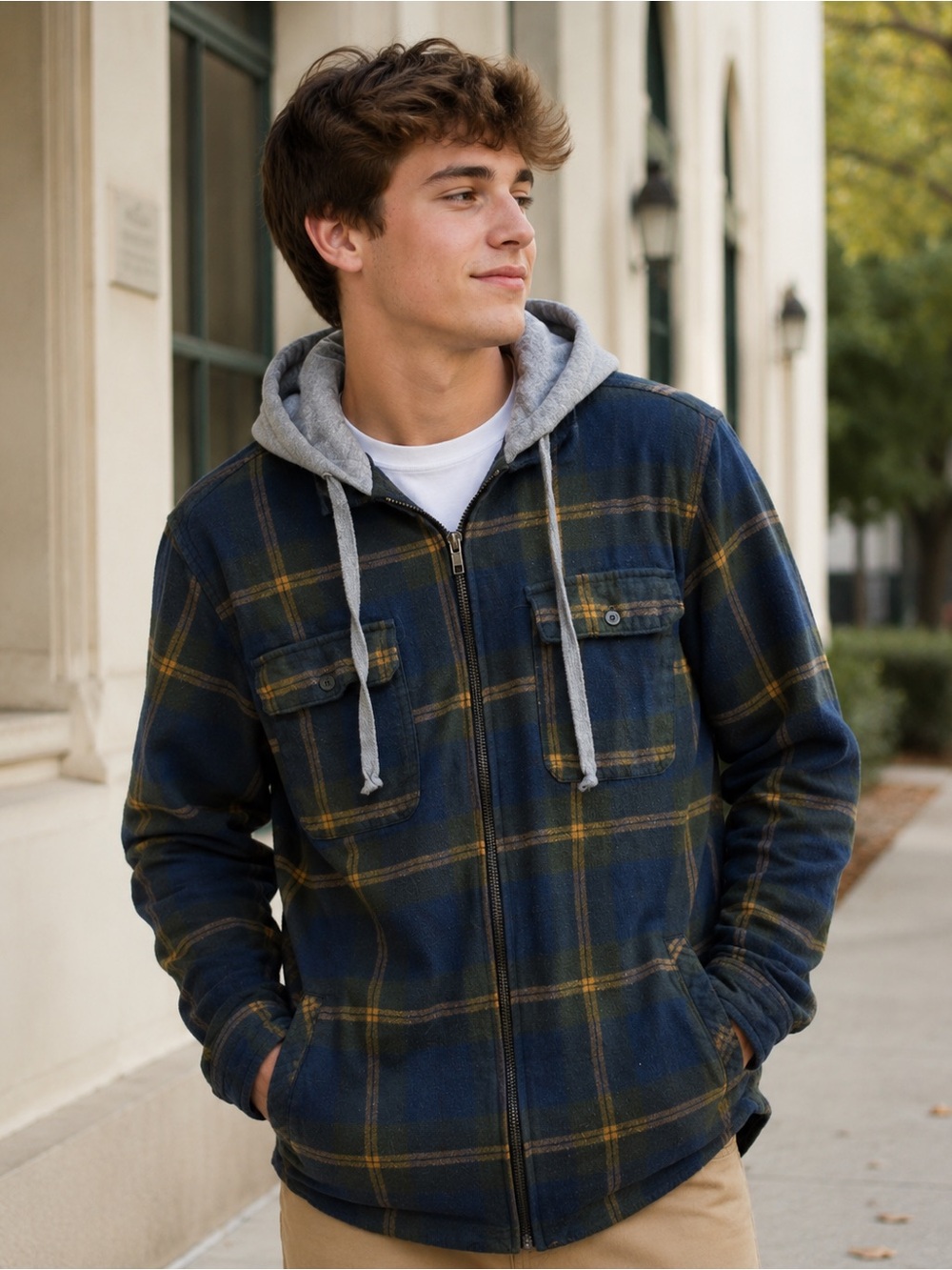 Empyre Plaid Hooded Zip Flannel Jacket Men’s Large